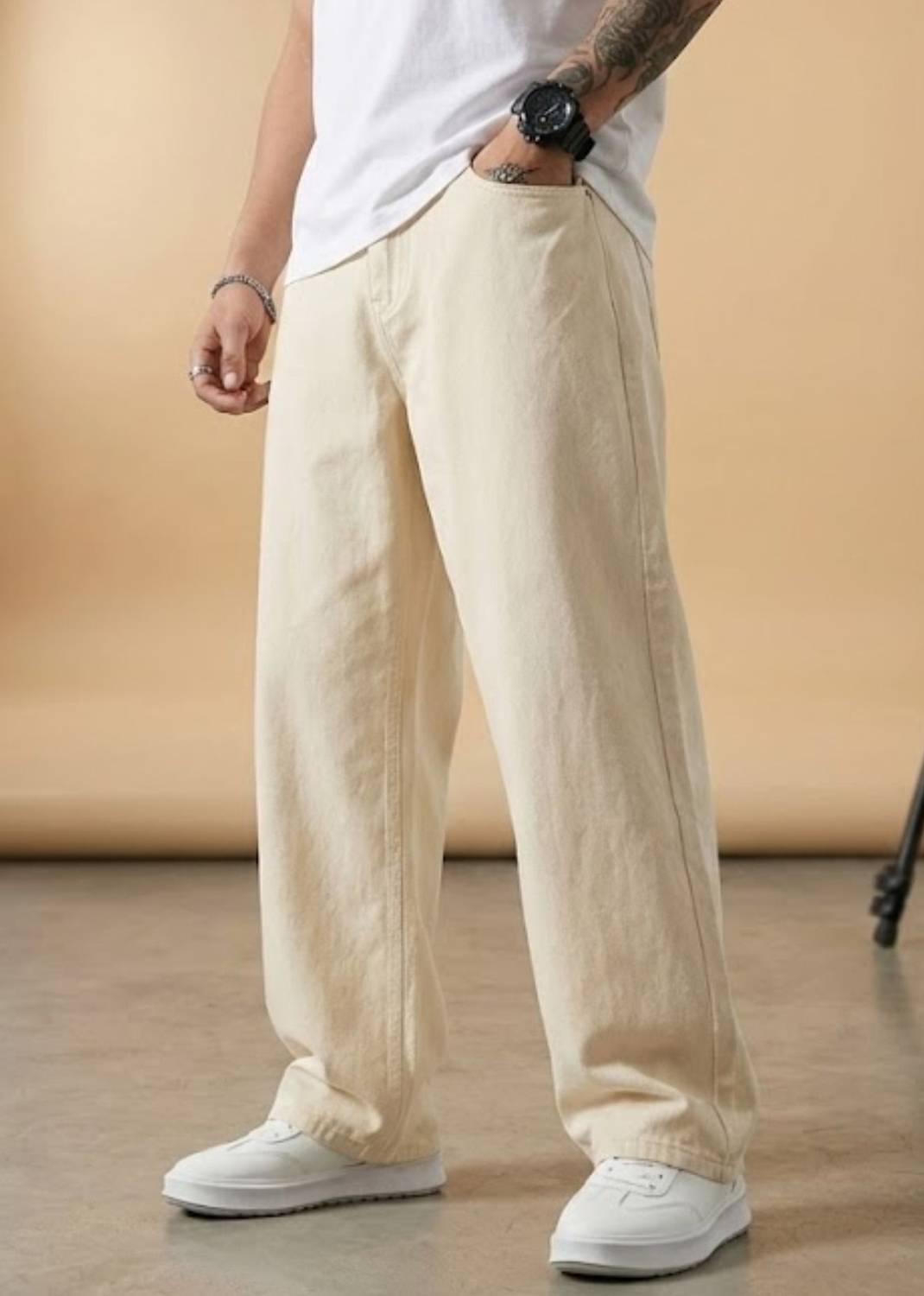 BREXX Men Beige Jeans - Image 1