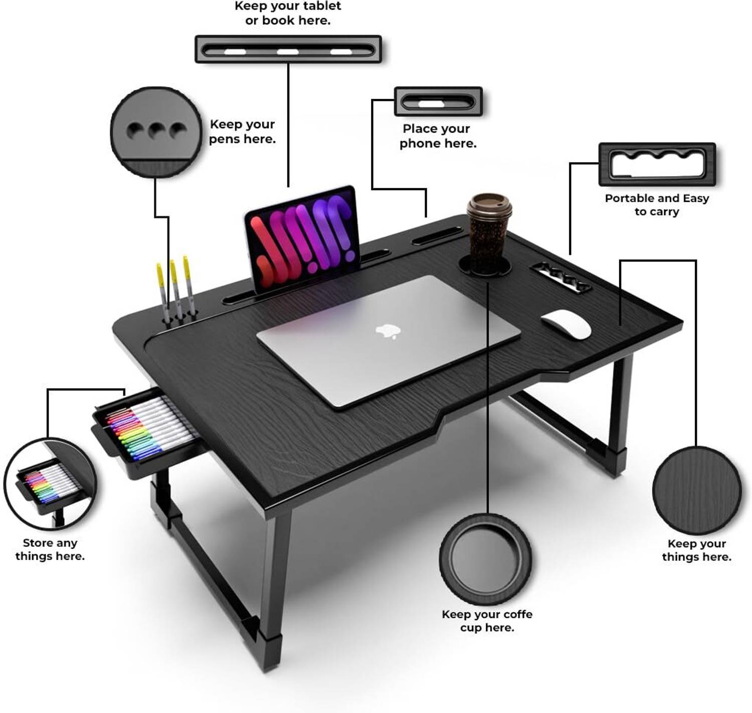 PRIVILON US BIDING Black Study Table - Image 2