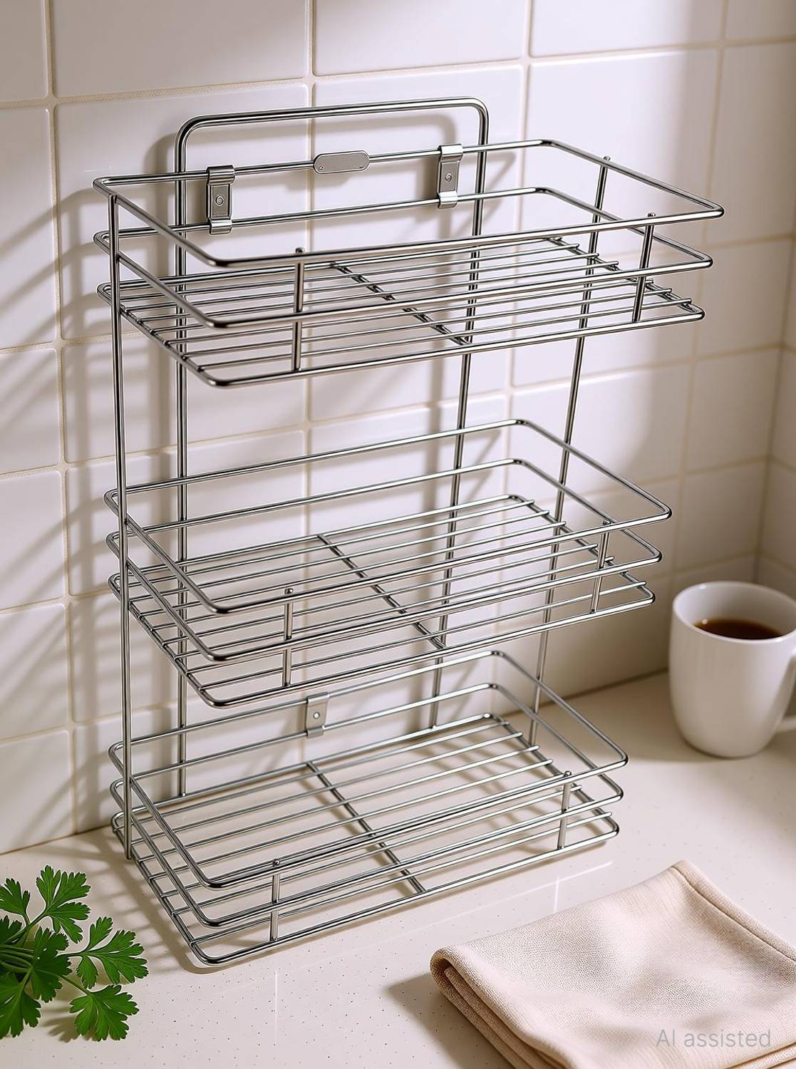 Kombuis Kitchenware 3 Layer Wall Mount Steel Rack - Image 2