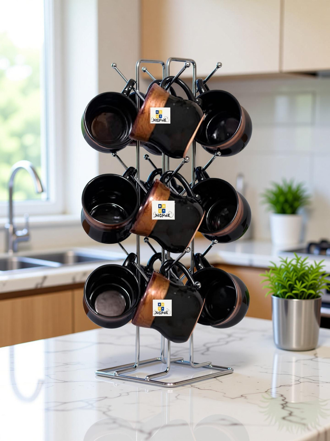 Freekers Stainless Steel Cup Stand V Shape for Home Kitchen & Dining Table Cup Kitchen Rack