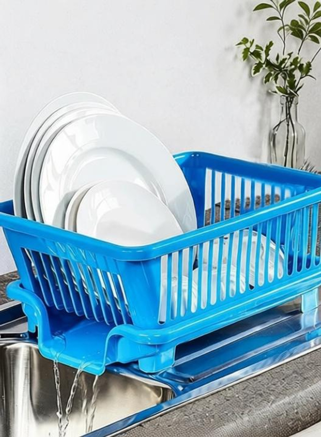 Quickmart 3-in-1 Plastic Kitchen Sink Dish Drainer Drying Rack Washing Basket Dish Drainer Kitchen Rack