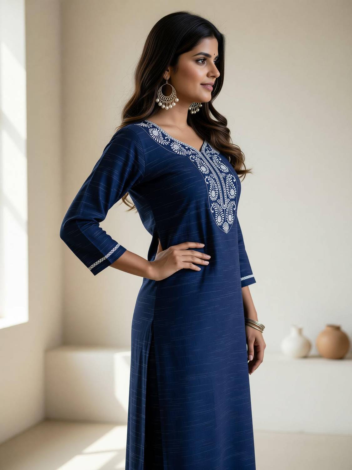 AuzaNoor Collection Women Chikan Embroidery Kurta