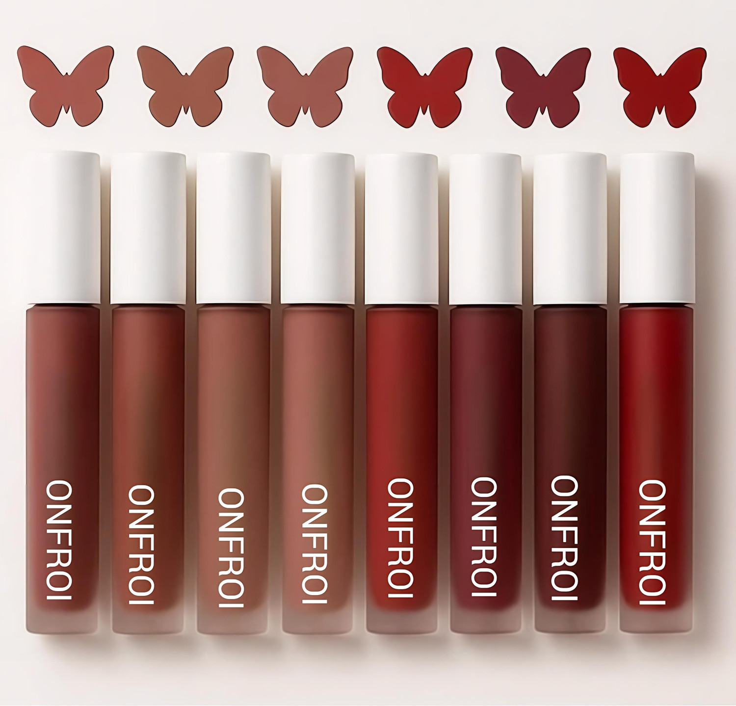 Onfroi Red Nude Matte Liquid Lipstick Combo for Women - 8pcs