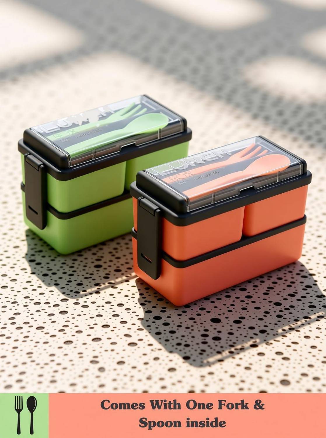 plizzo kitchenware Reusable Microwavable 3 Compartment Lunchbox for School,Collage And Office 6 Containers Lunch Box