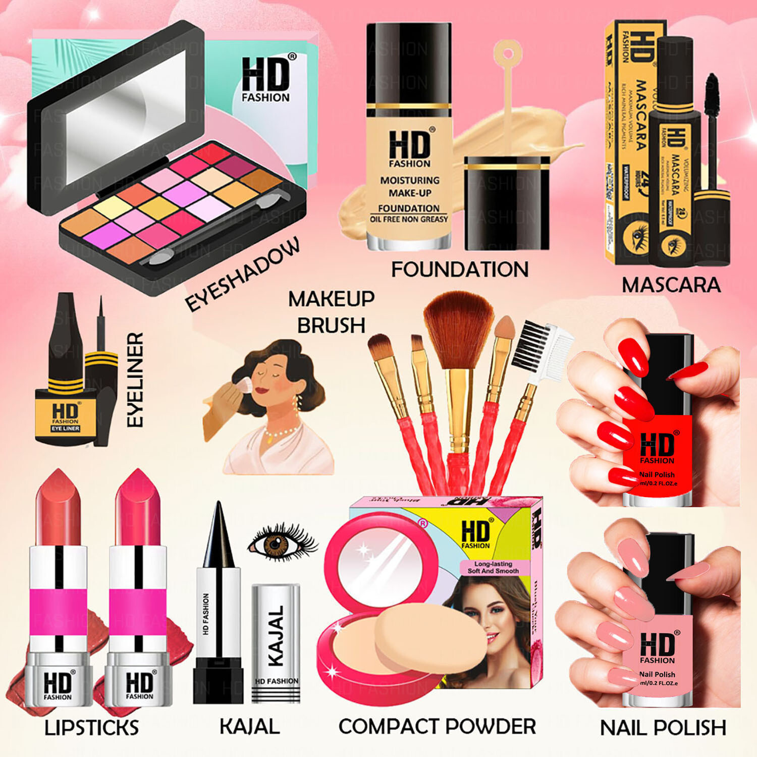 HD Fashion Makeup Kit Combo Full Set for Women-All Essentials Beauty Gift set for Girls 222
