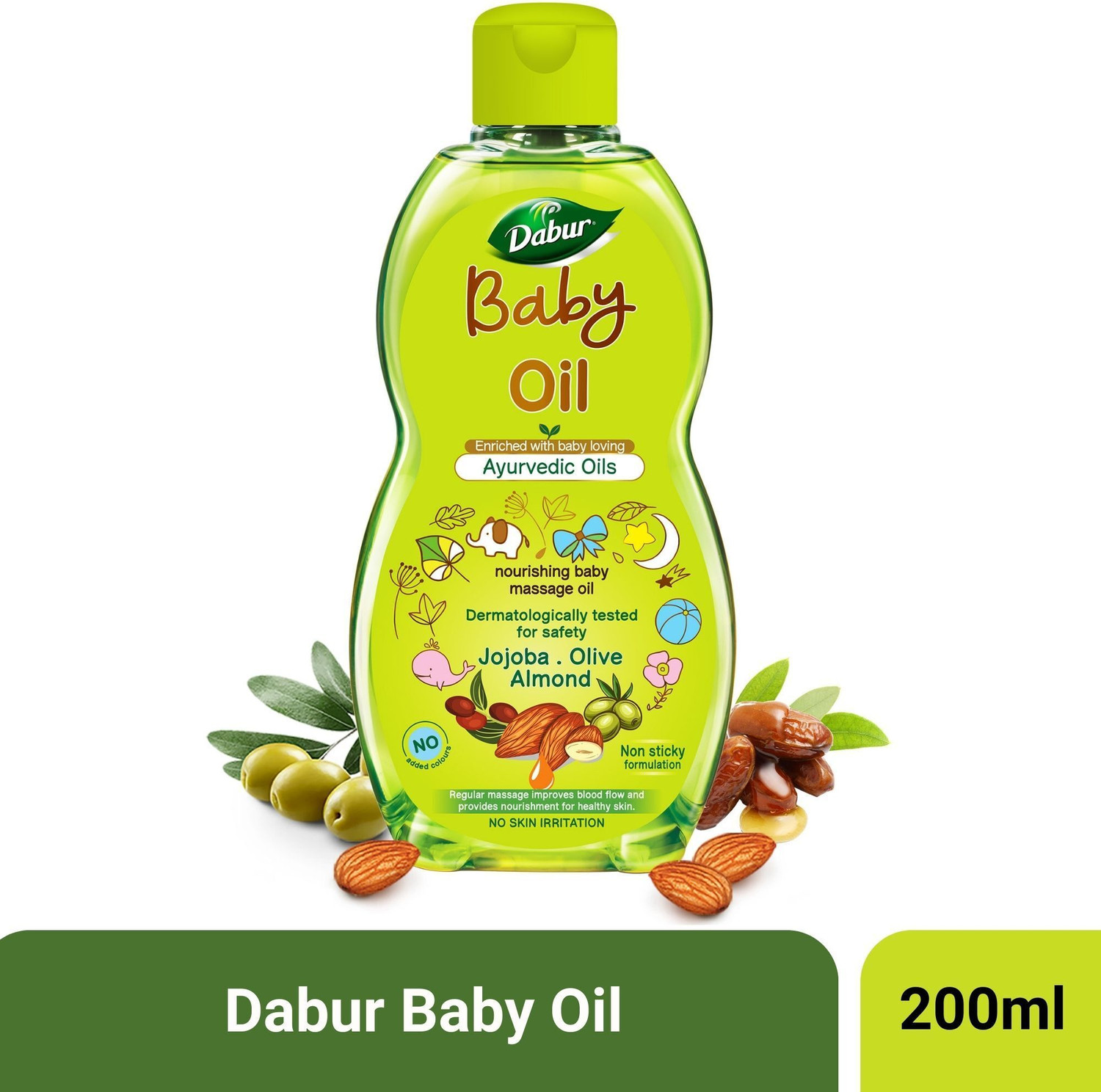 DABUR Baby Oil Contains Jojoba,Olives & Almonds|pH balanced with No Paraben&Phthalates