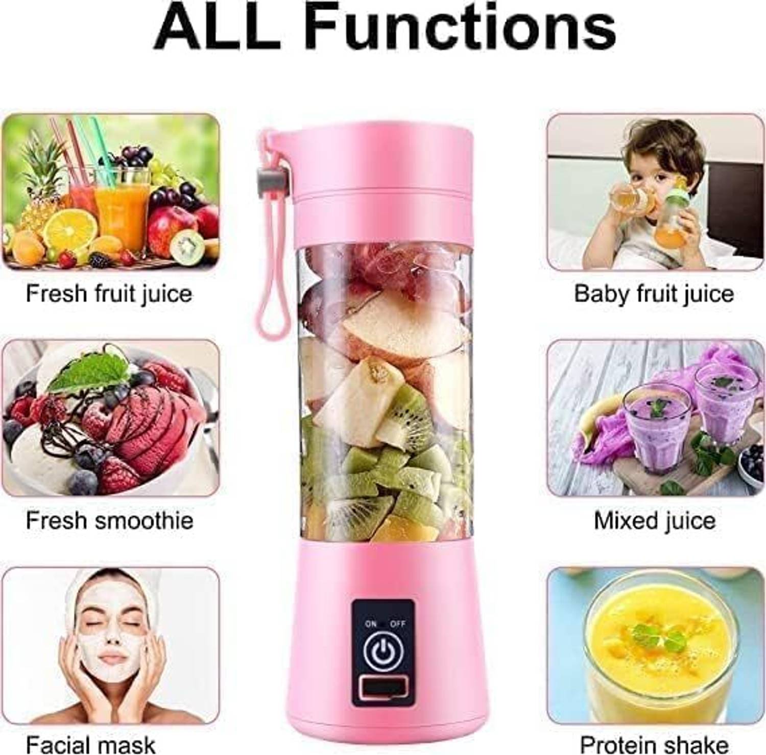 sleekon Portable 6-Blade Juicer Blender Multicolor - Image 3
