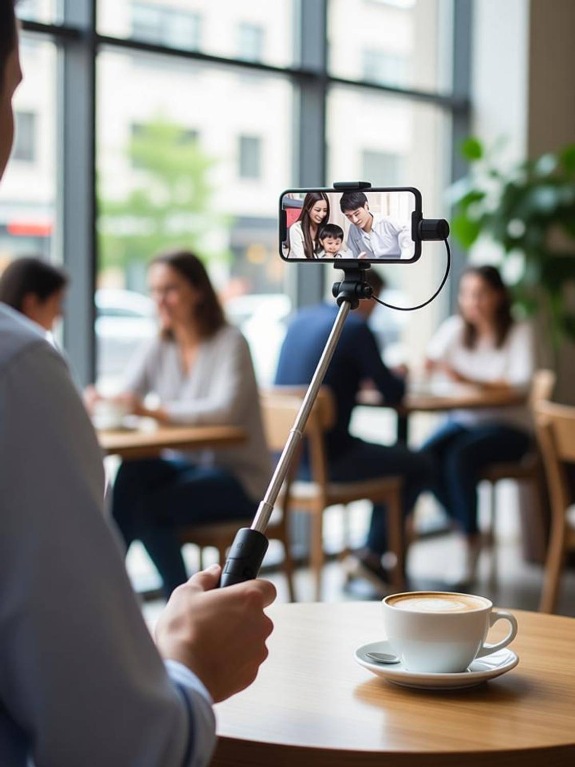 ampegroup 3-in-1 Selfie Stick with Bluetooth Remote and Tripod - Image 2