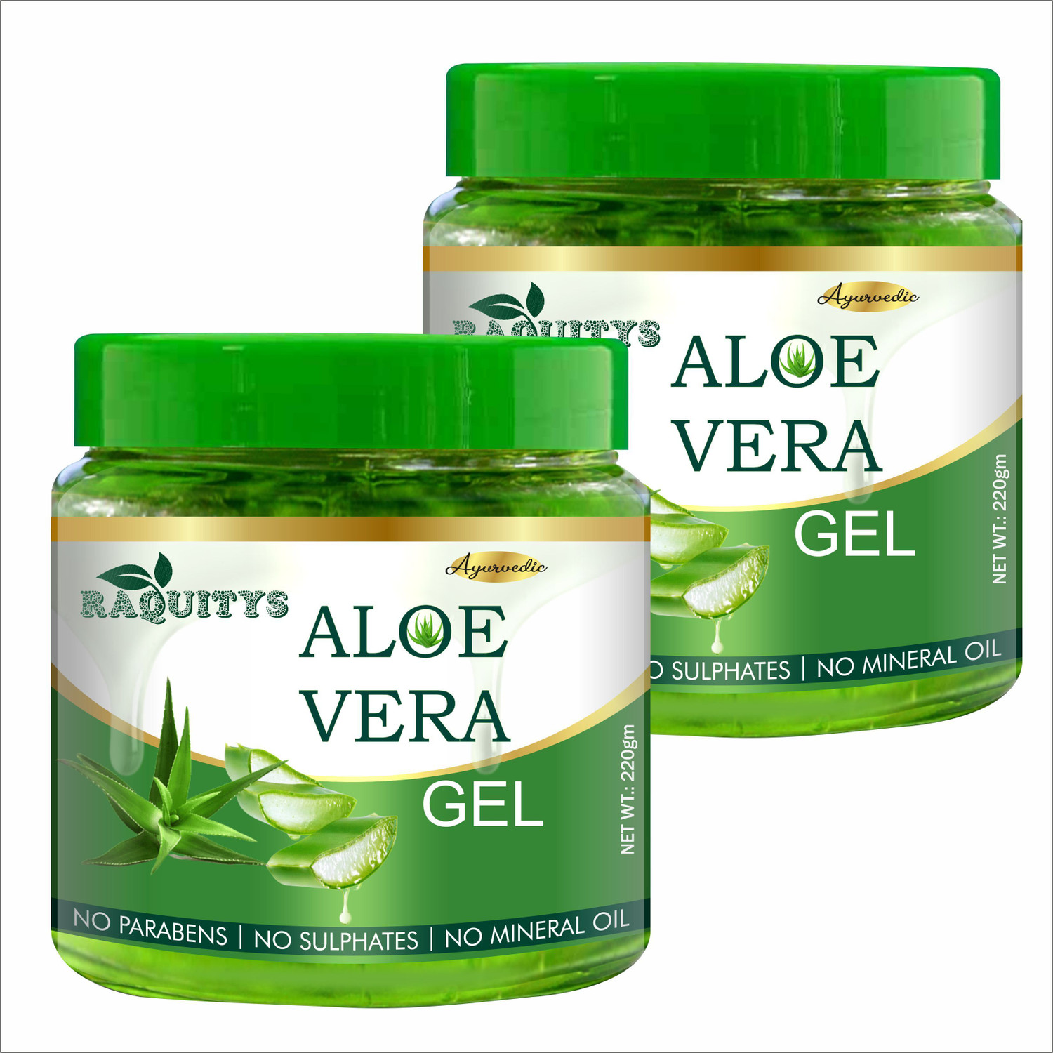 RAQUITYS 100% Pure Aloe Vera Gel - Repairing & Soothing for Face, Body & Hair