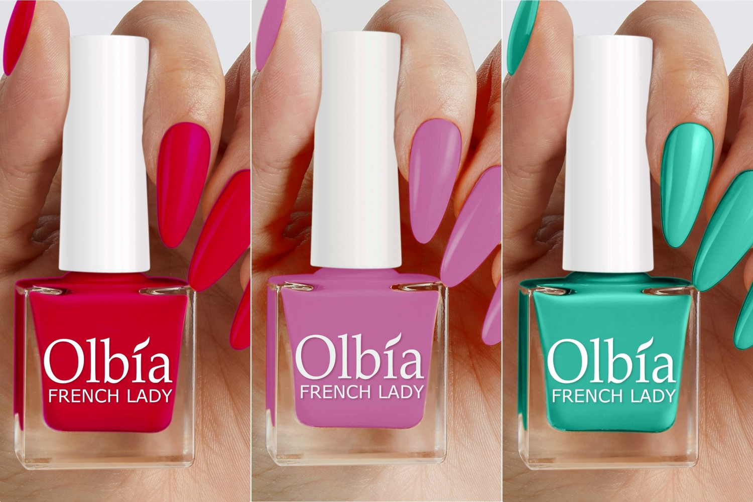 Olbia Nail Polish Combo | Long Wear, Quick Dry Nail Paint (Adore the glow) Maroon, Mulberry, Green