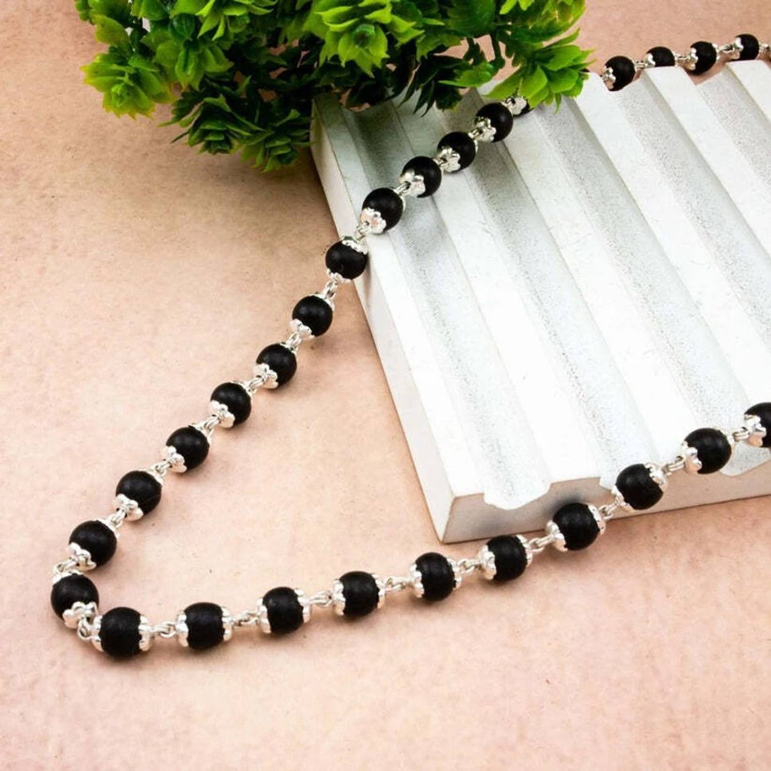 SYRMA Silver Plated Karungali Mala, Wood Chain - Image 5