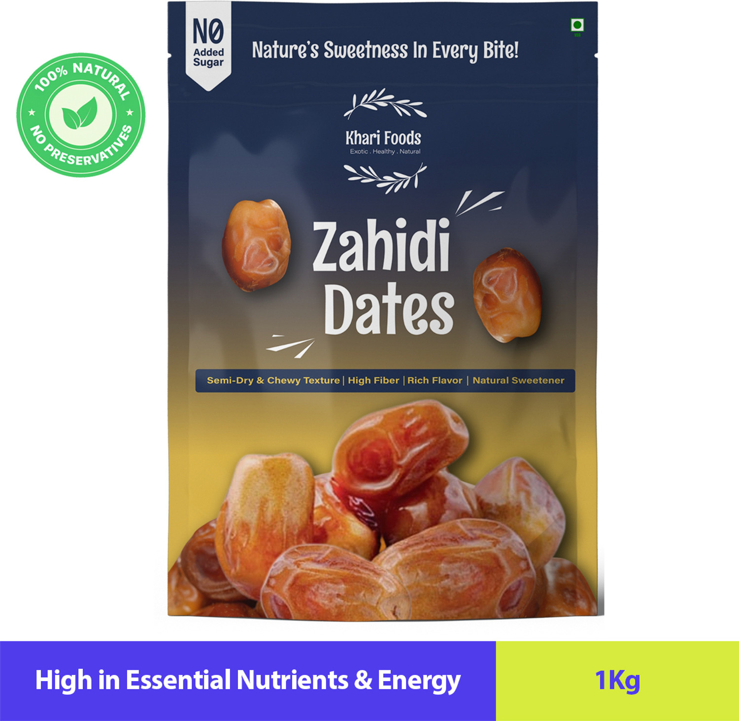 Khari Foods Premium Brown Dates, Khajur / Khajoor, Fibre Rich, Energy Booster Snacks Dry Dates