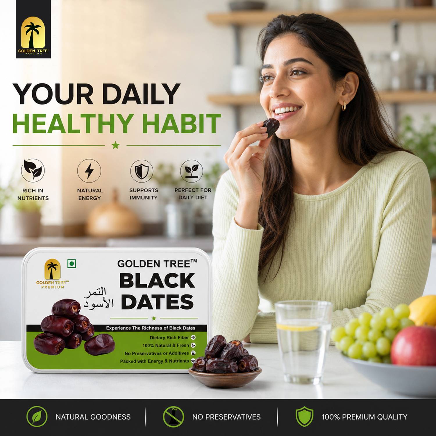 Golden Tree Premium Black Dates 400g - Image 4