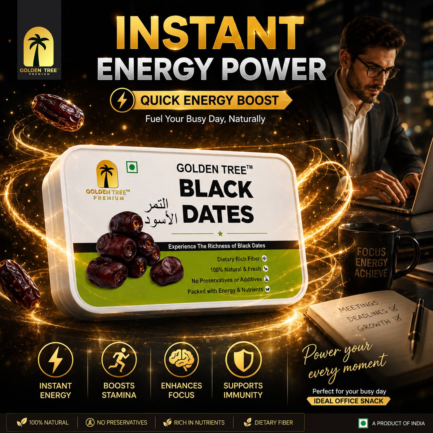 Golden Tree Premium Black Dates 400g - Image 3