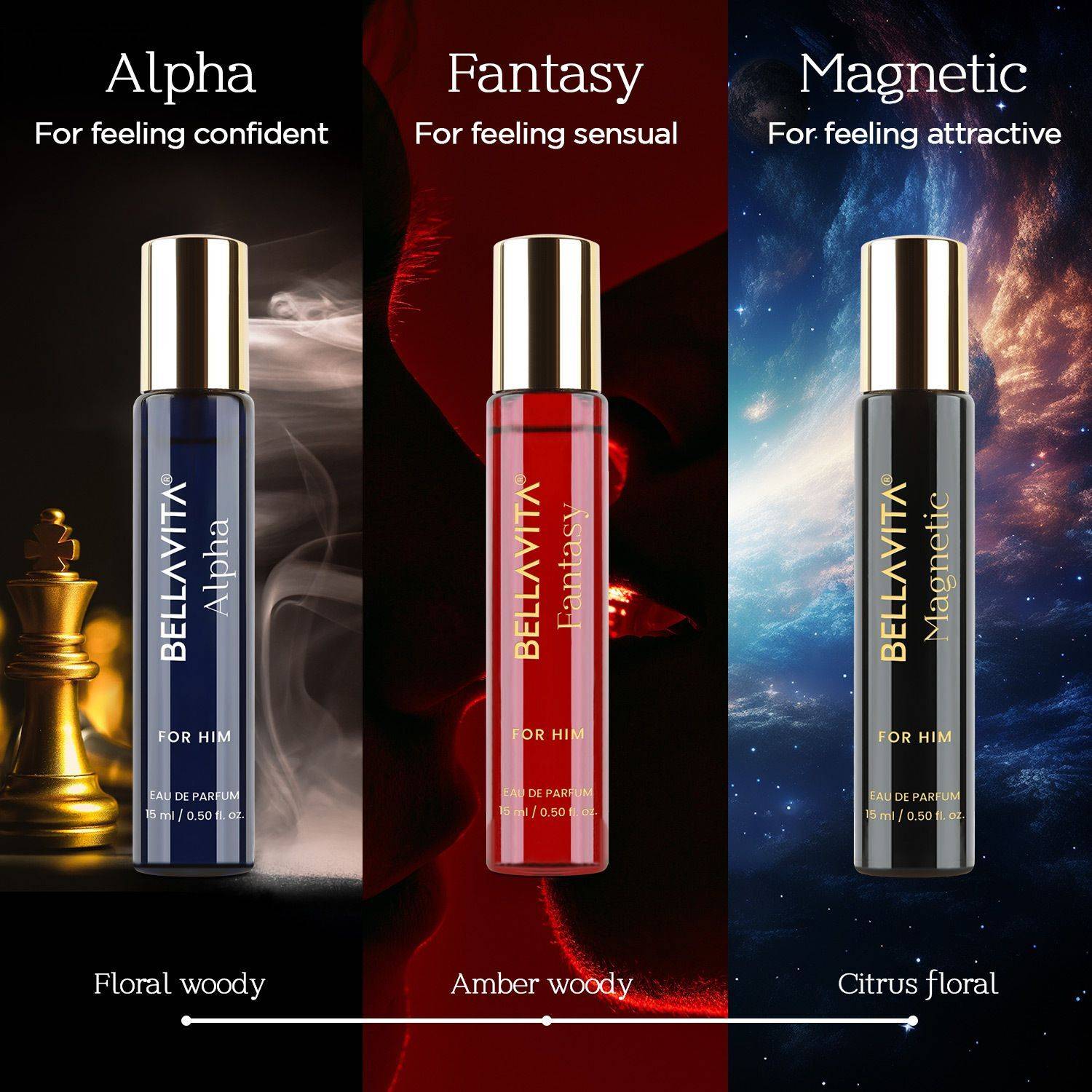 BELLAVITA Mood Collection Perfume Pack of 3 · 15 ml (45 ml total) - Image 2