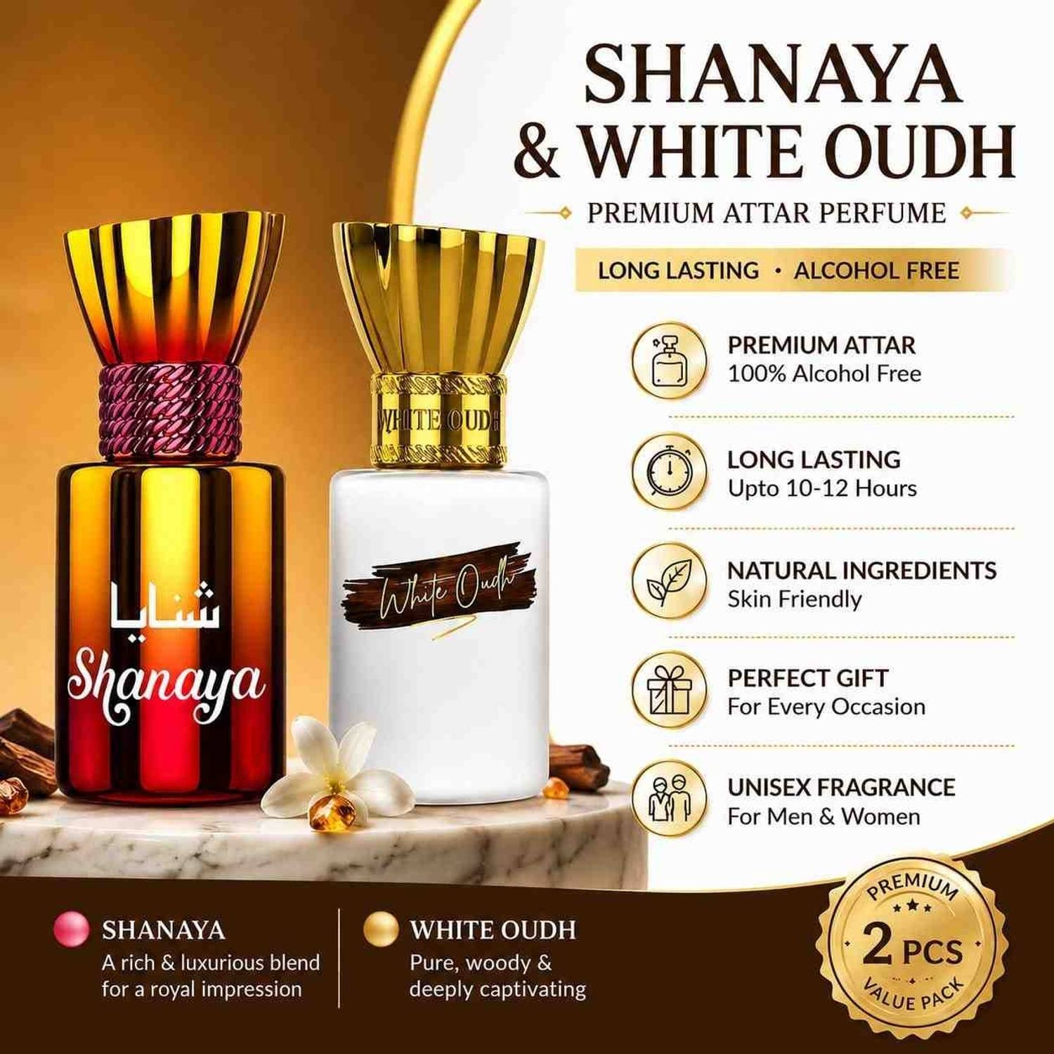 Shanaya Shanya & White Oudh Perfume - 12 ml - Image 1