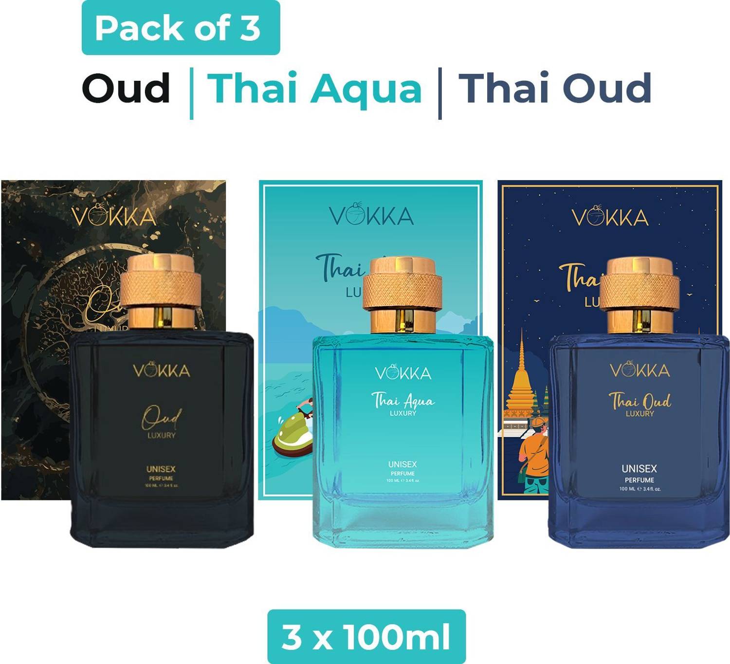 VOKKA Oud, Thai Oud & Thai Aqua Pack of 3 · 100 ml (300 ml total) - Image 2