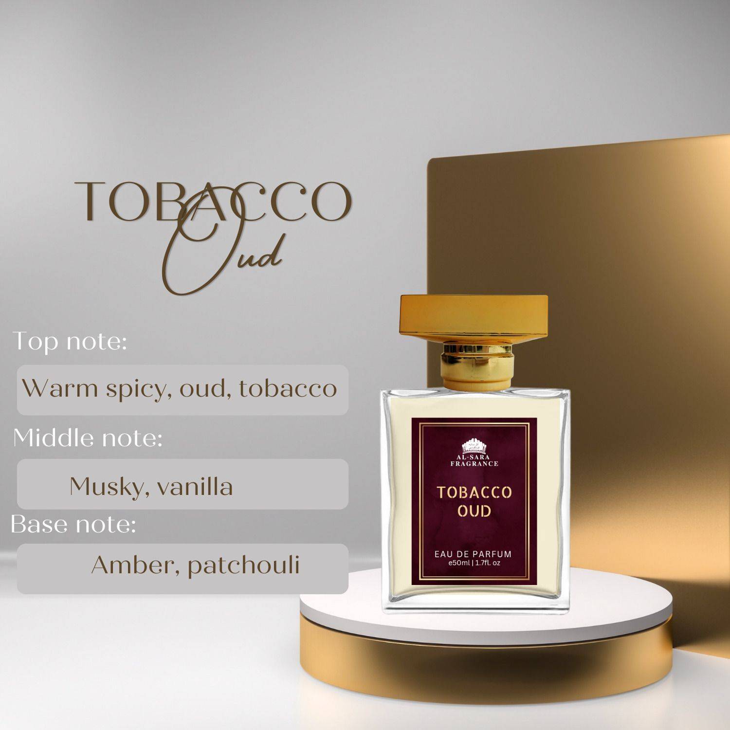 Al Sara Fragrance Tobacco Oud 50ml Extrait De Parfum - Image 3