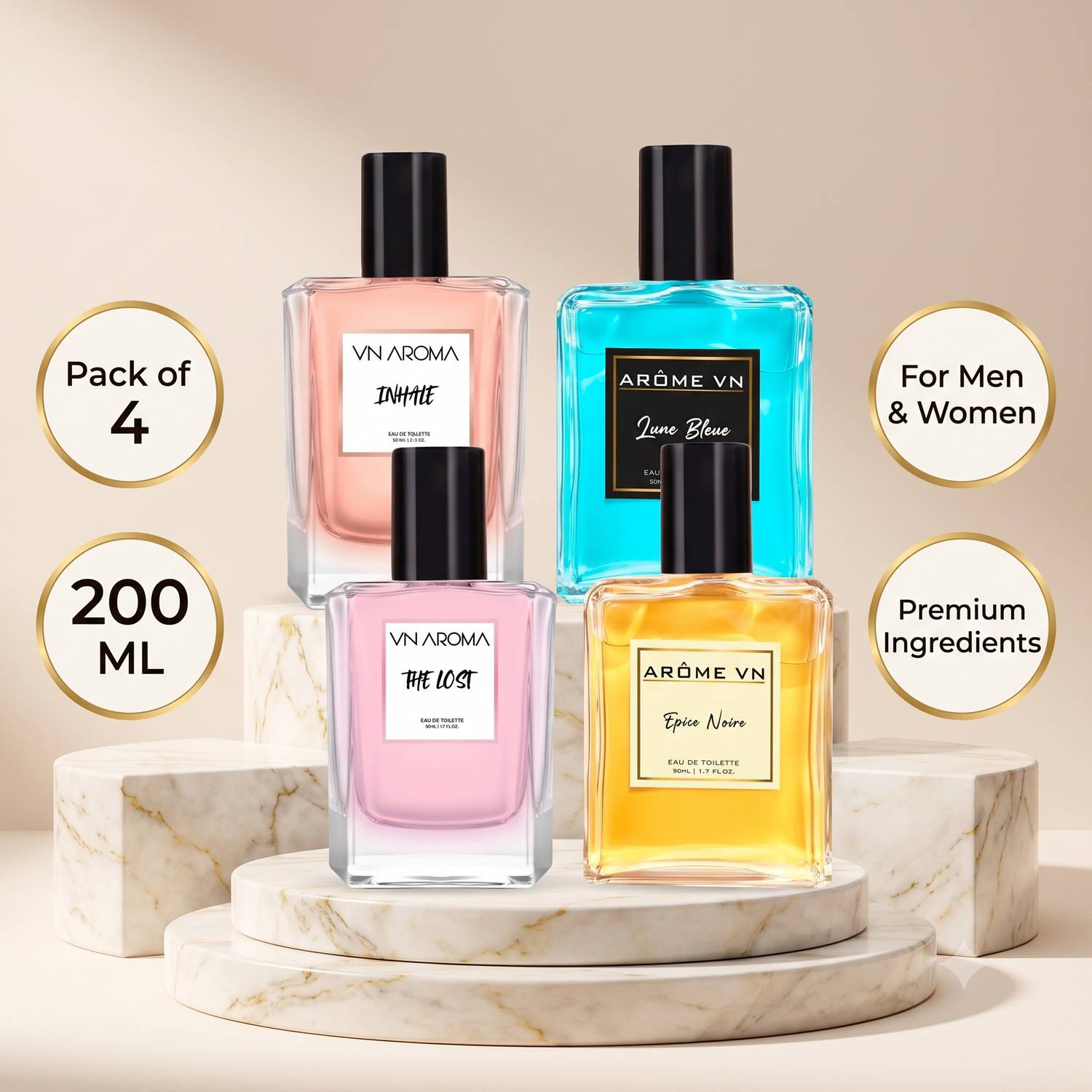 VN AROMA Combo Pack of 4 Eau de Pack of 4 · 200 ml (800 ml total) - Image 1