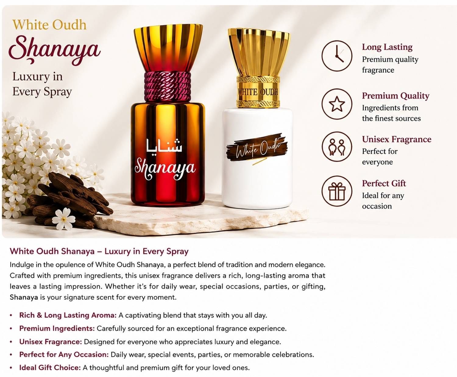 Shanaya Shanya & White Oudh Perfume - 12 ml - Image 3