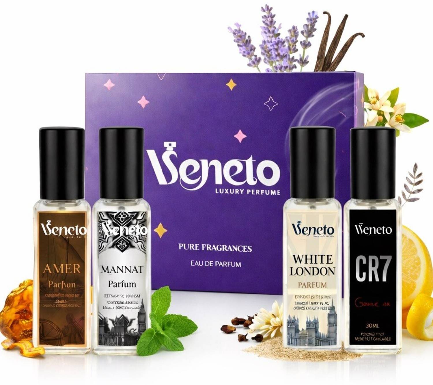 VENETO Luxury Unisex Gift Set Perfume Pack of 4 · 20 ml (80 ml total) - Image 1