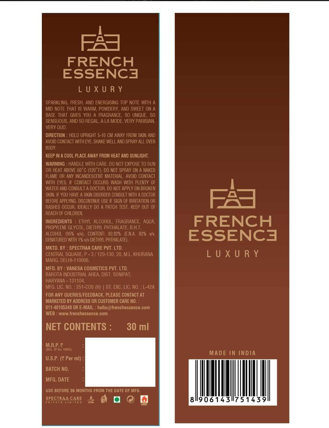 FRENCH ESSENCE Luxury Oud Scent Eau de Parfum - 30 ml - Image 4