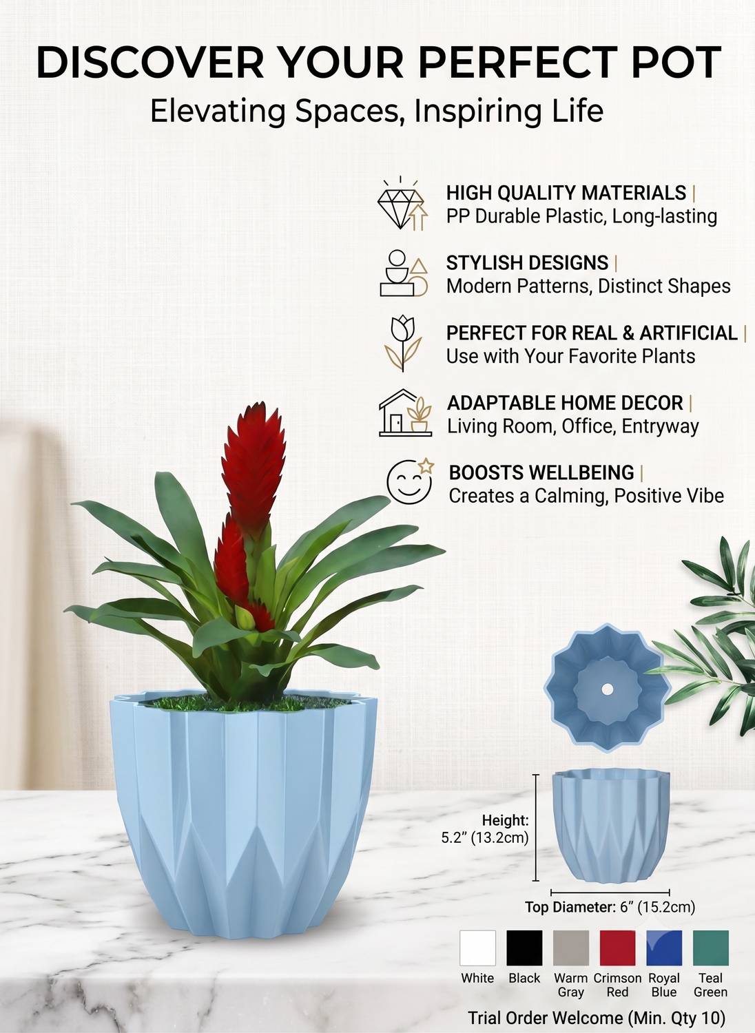 TIPPITY Lavish Crystal Flower Plant Pot - Image 4