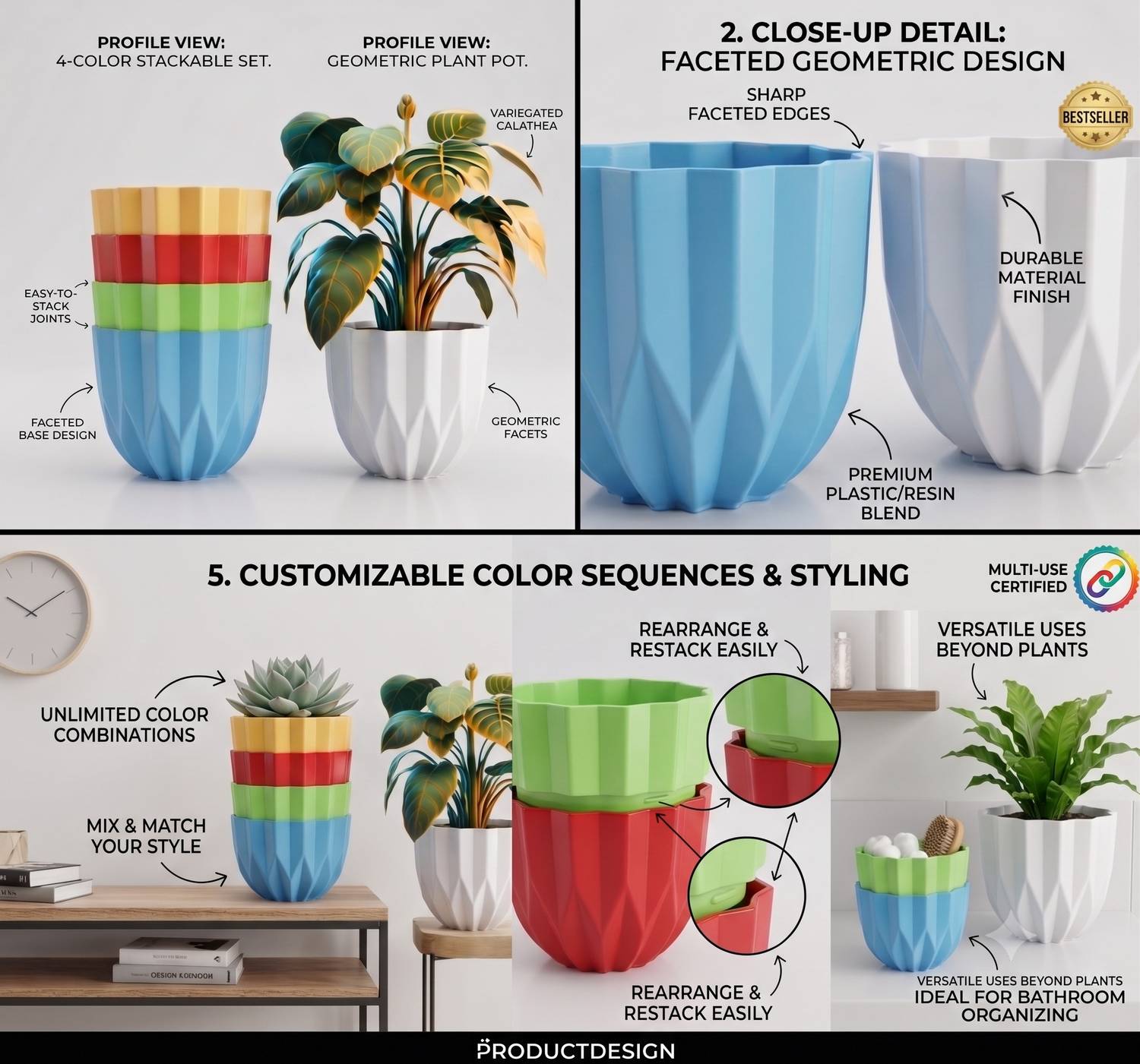 TIPPITY Lavish Crystal Flower Plant Pot - Image 3