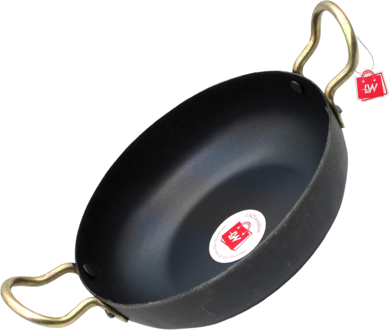 LAZYwindow Superior Quality Iron Deep Bottom Kadhai 19 cm diameter 1 L capacity