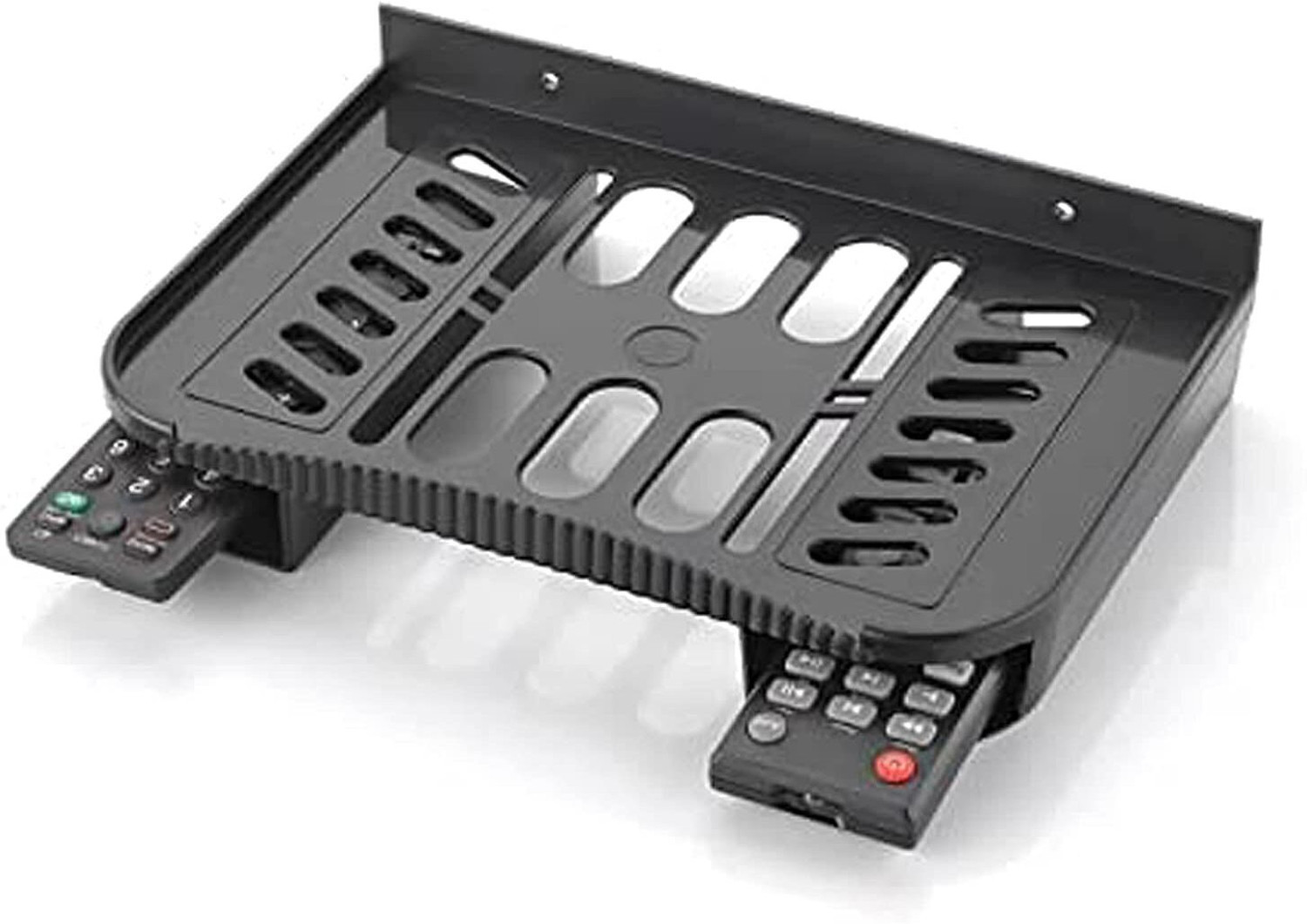 Texxus Wall Mounted Set Top Box Stand WiFi Router Stand Plastic with 2 Remote Holder (Black) Plastic Wall Shelf