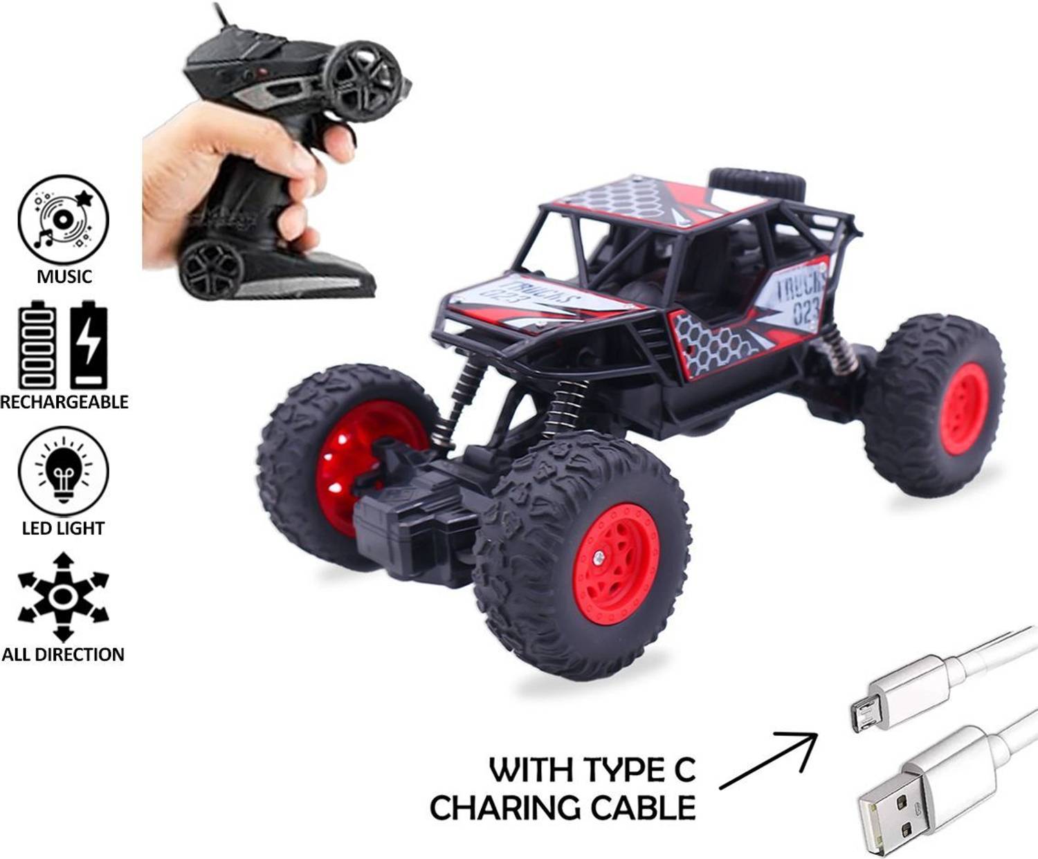 Toybharat RC Monster Car with Music & Lights - Image 1