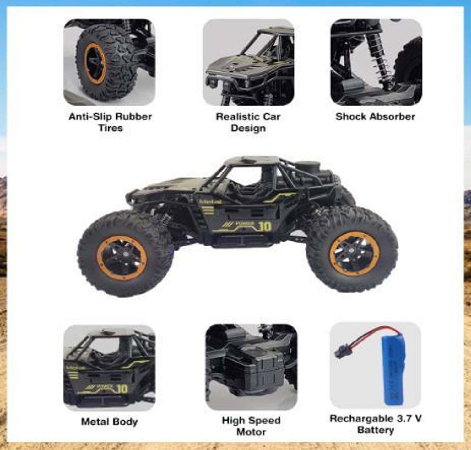 Rachna enterprise Remote Control Rock Crawler Car Toy for Kids Black - Image 3