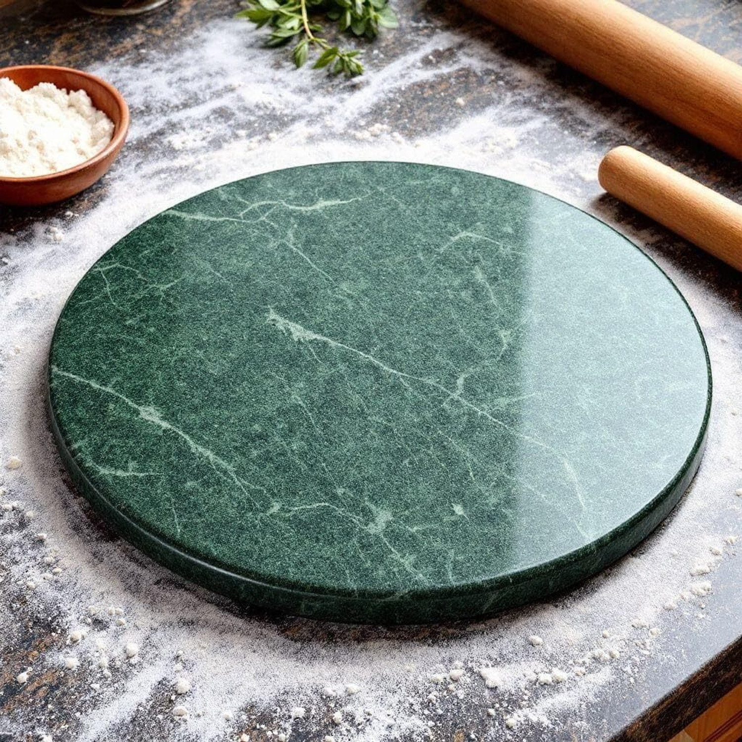 Chitrakshi Makrana Green Marble Chakla (10 Inch) | Roti Maker | Rolling Pin Board | Chapati Maker | Chakla | Kitchen Tools for Home & Kitchen | Polished Marble Chakla (Green (10 INCH)) Board