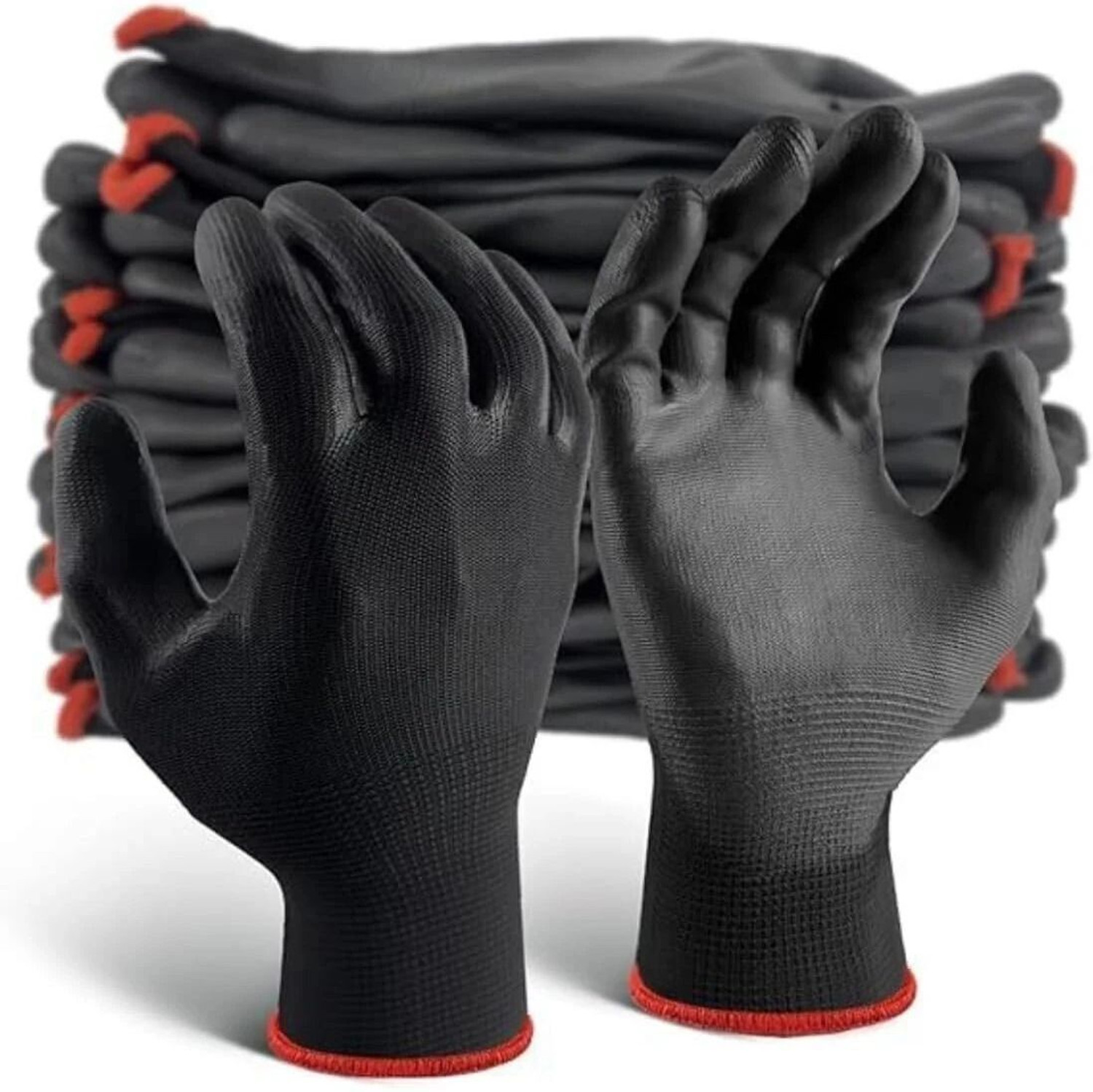 7SHIELD 3PAIRBlack Nylon Safety Gloves - Lightweight, Durable, Cut-Resistant Work Gloves Nylon Safety Gloves