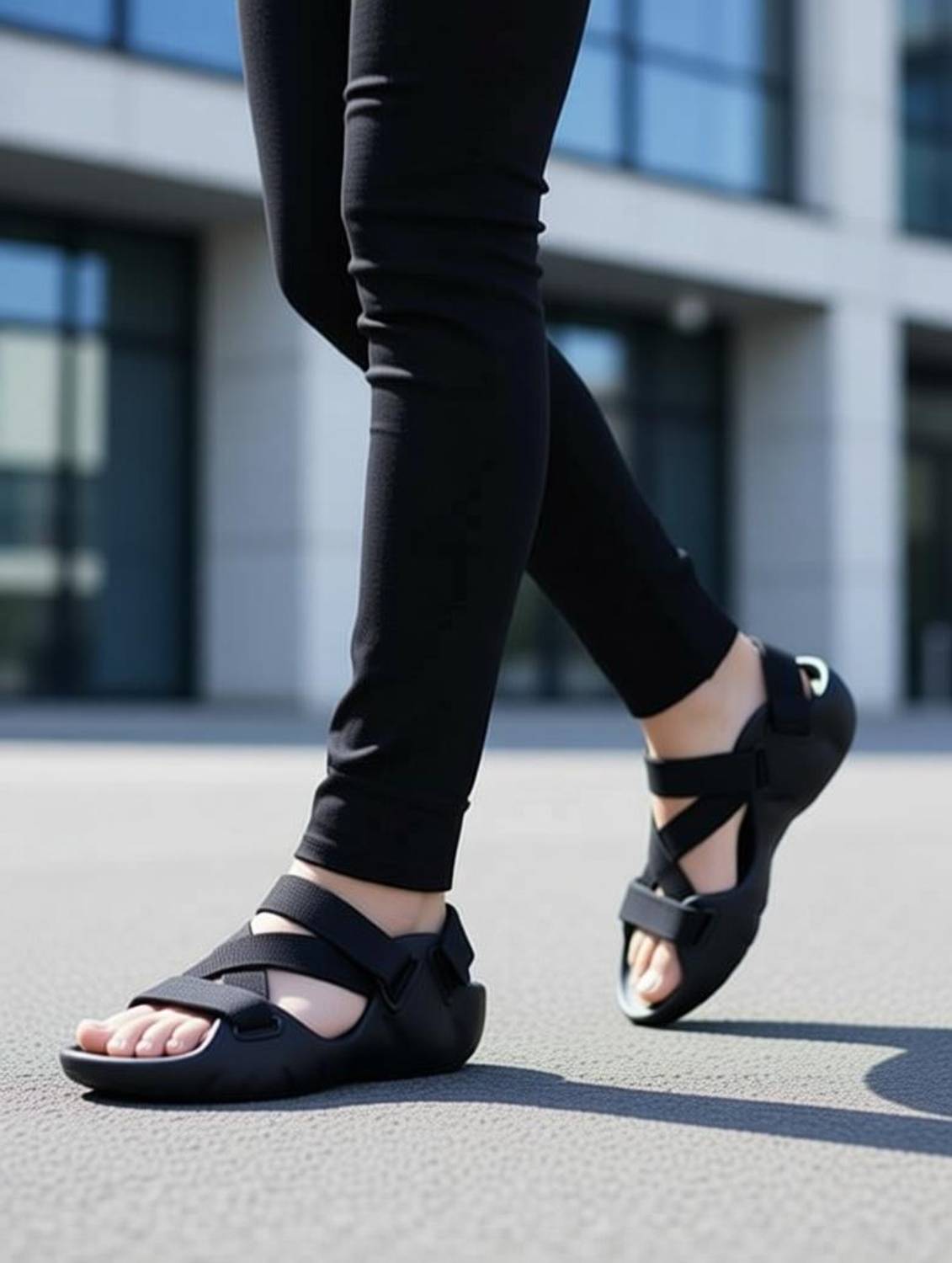 VECHLO Men Black Sports Sandals - Image 1