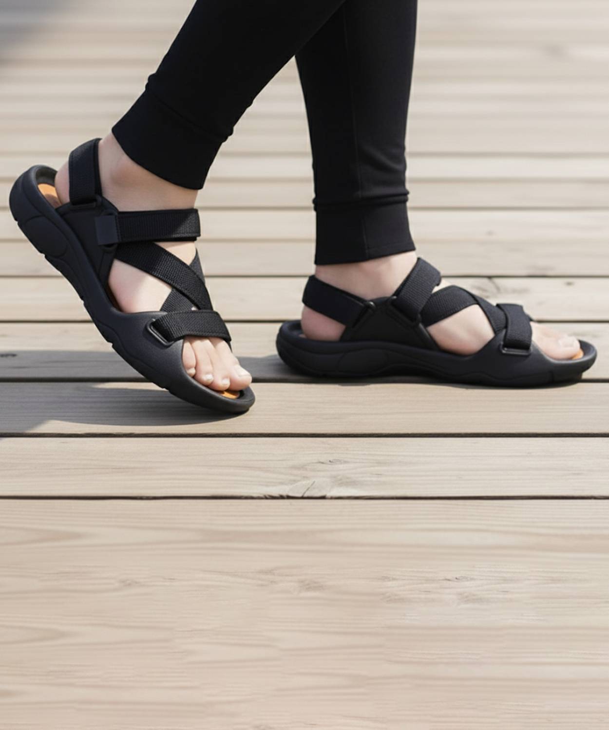 VECHLO Men Black Sports Sandals - Image 5