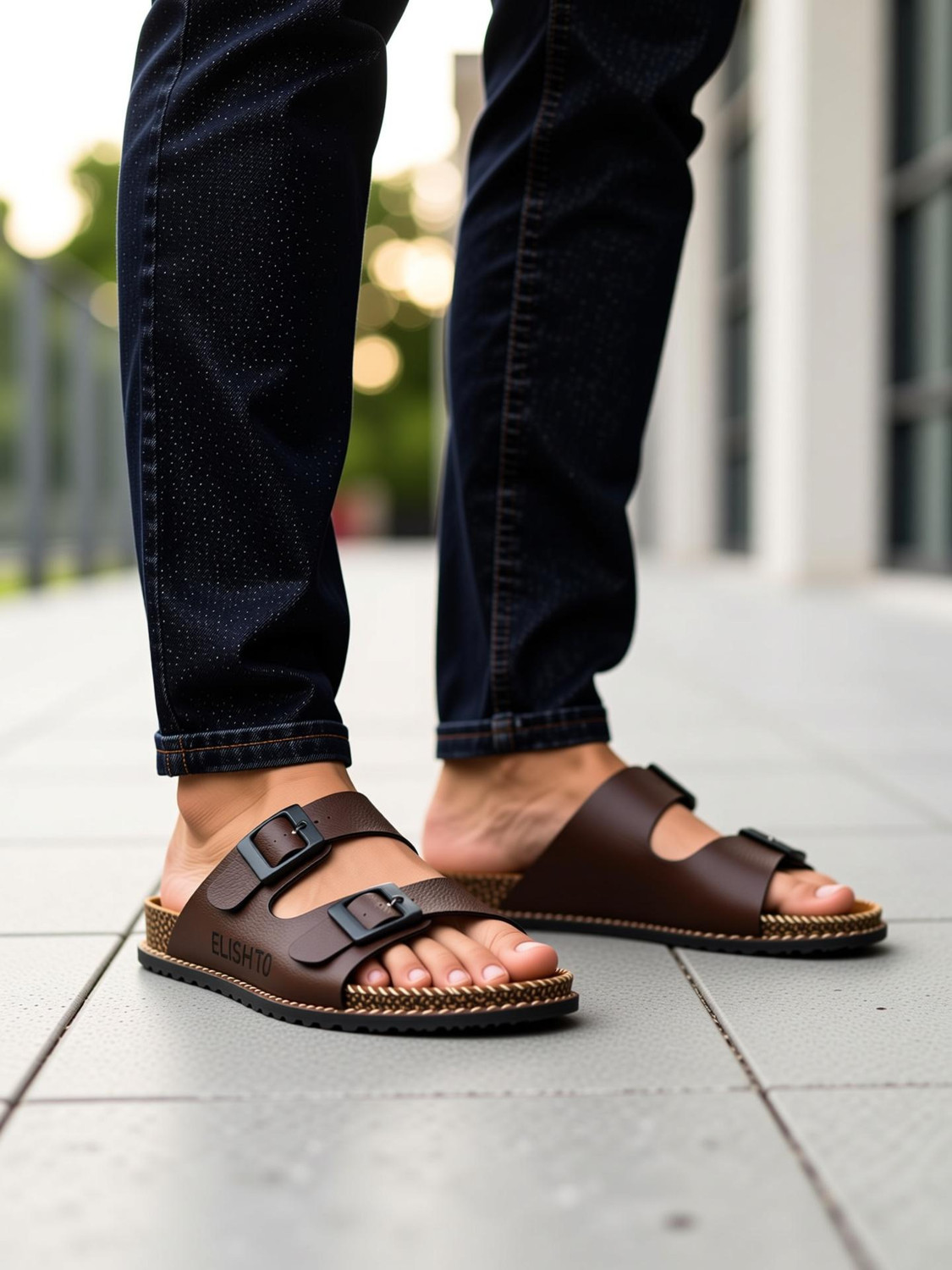 ELISHTO Men Brown Sandals