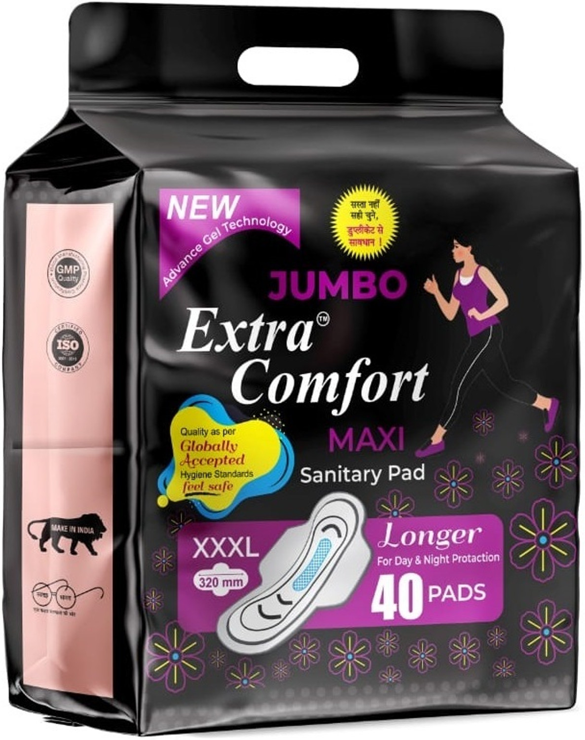 Jumbo Extra Comfort Women with Wings | Dry-net Soft & Comfortable Sanitary Napkins for Day & Night Protection Sanitary Pad
