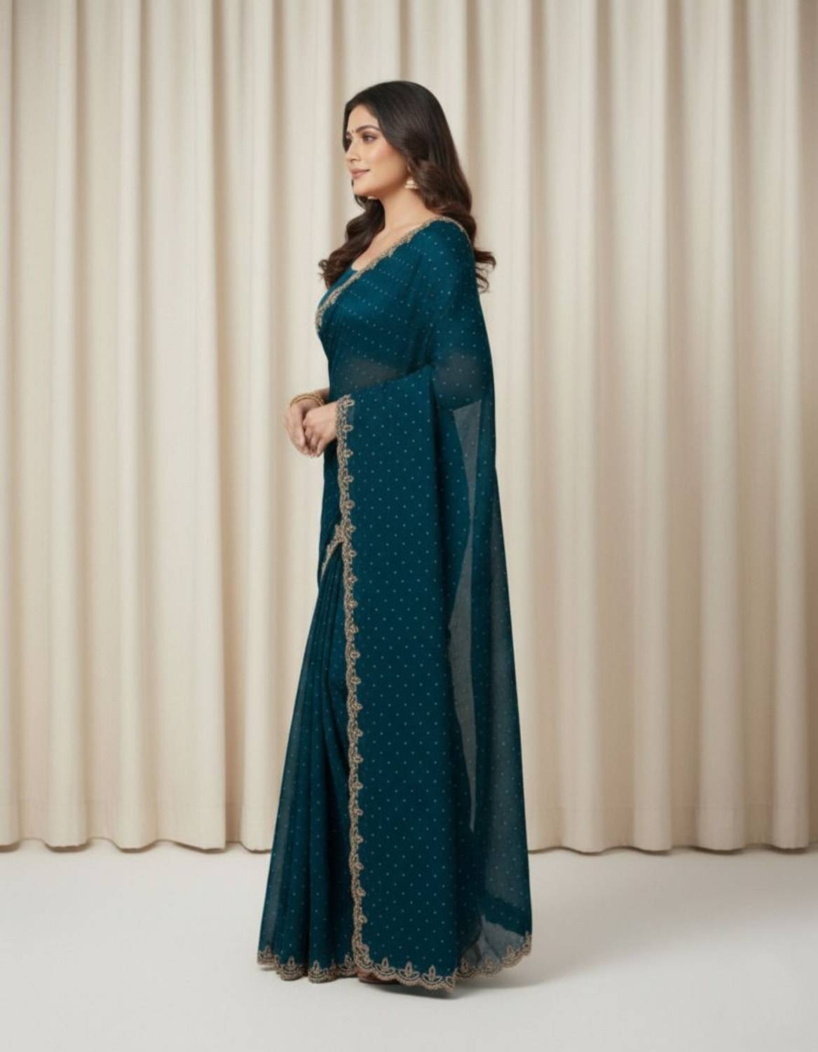 REXZA Banarasi Georgette Saree with Unstitched Blouse - Image 4
