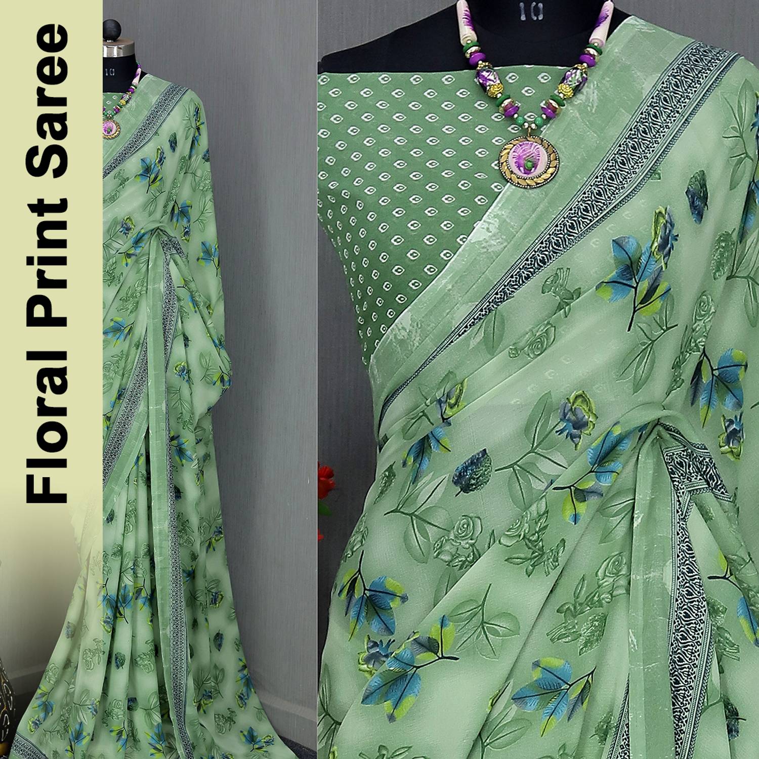 RekhaManiyar Bollywood Georgette Saree with Unstitched Blouse