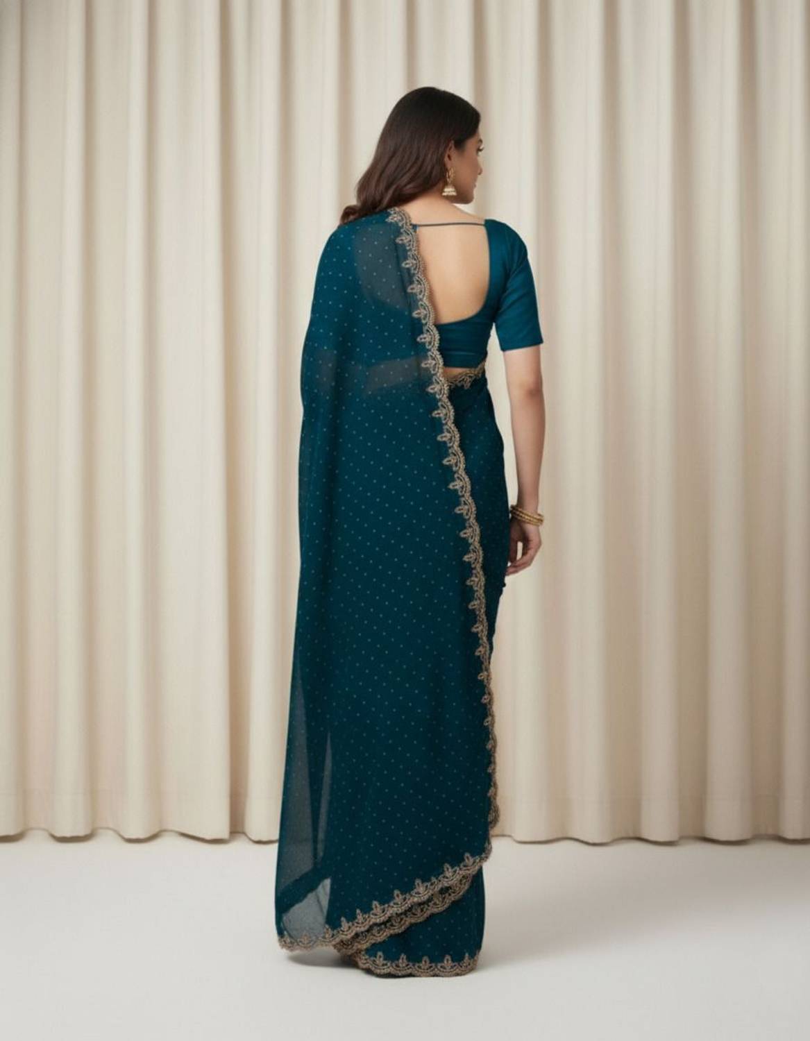 REXZA Banarasi Georgette Saree with Unstitched Blouse - Image 3