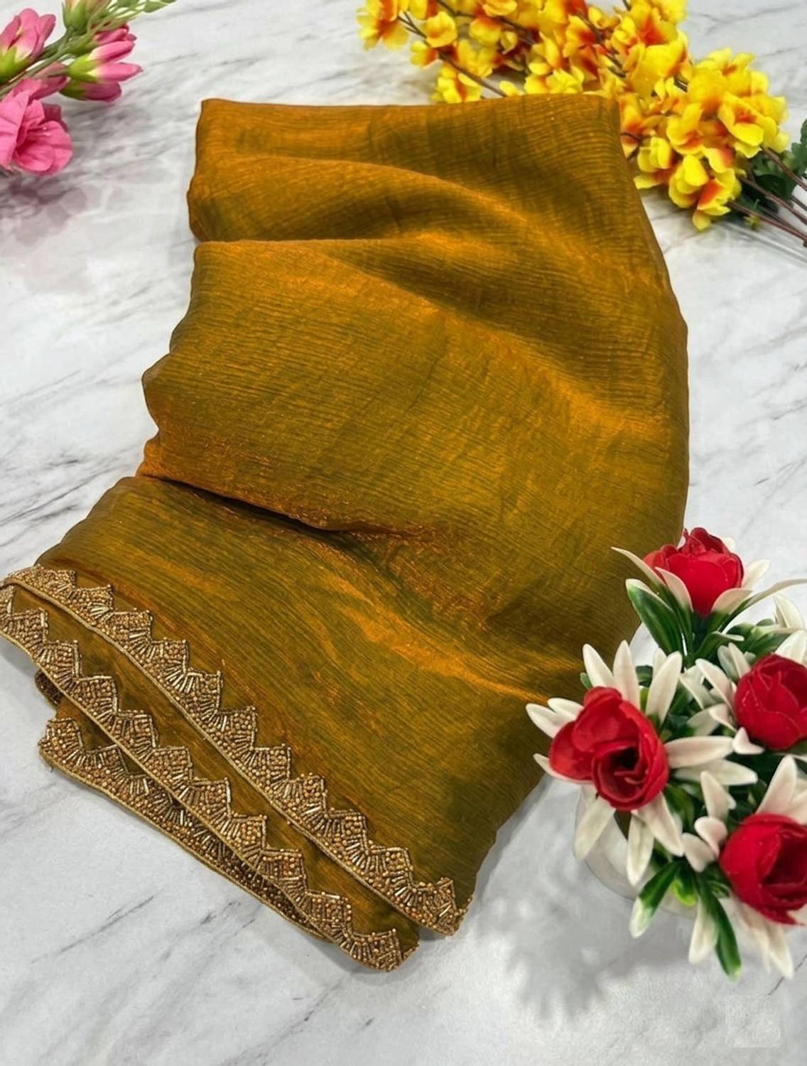 Anand Sarees Floral Print Daily Wear Georgette Saree with Unstitched Blouse