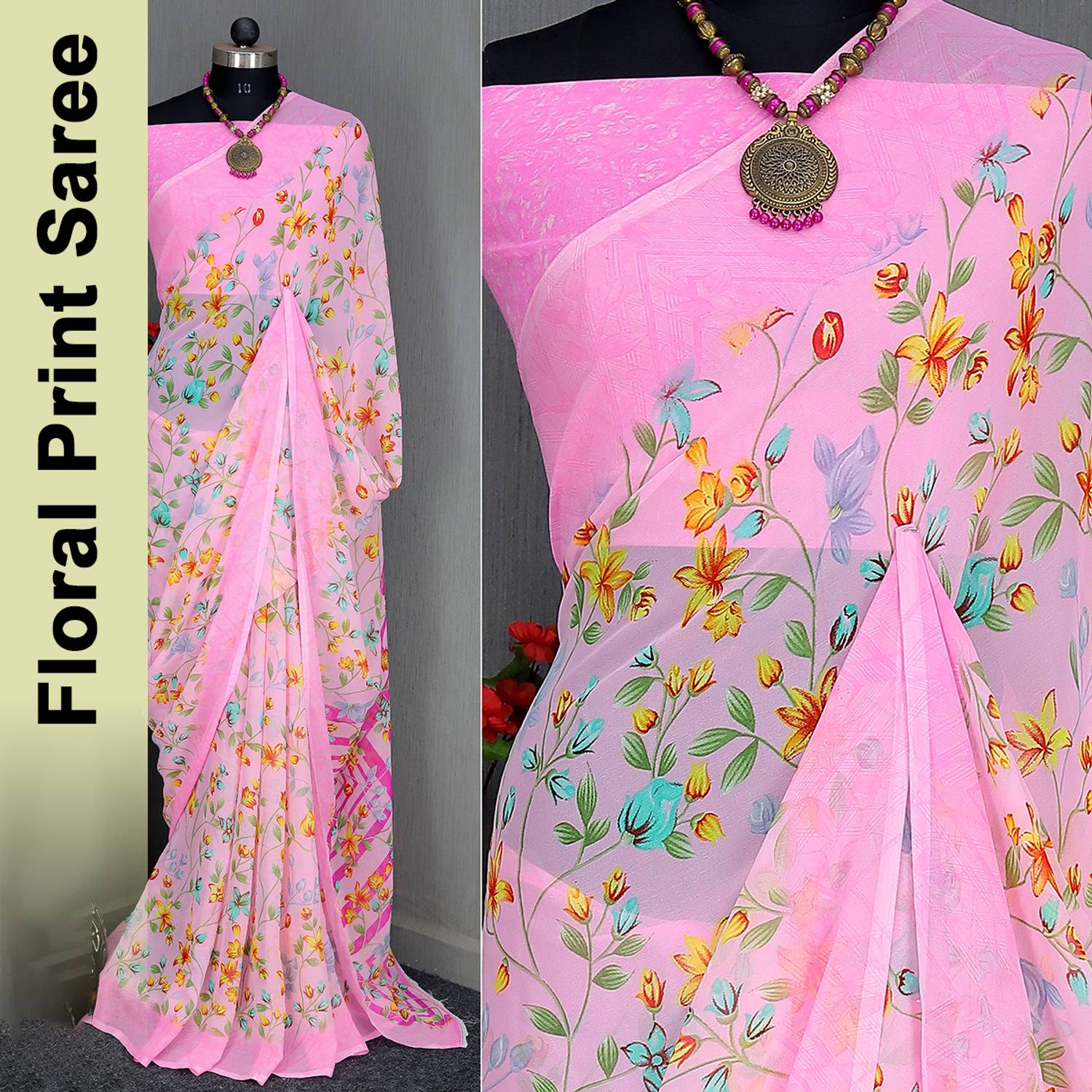 RekhaManiyar Bollywood Georgette Saree with Unstitched Blouse