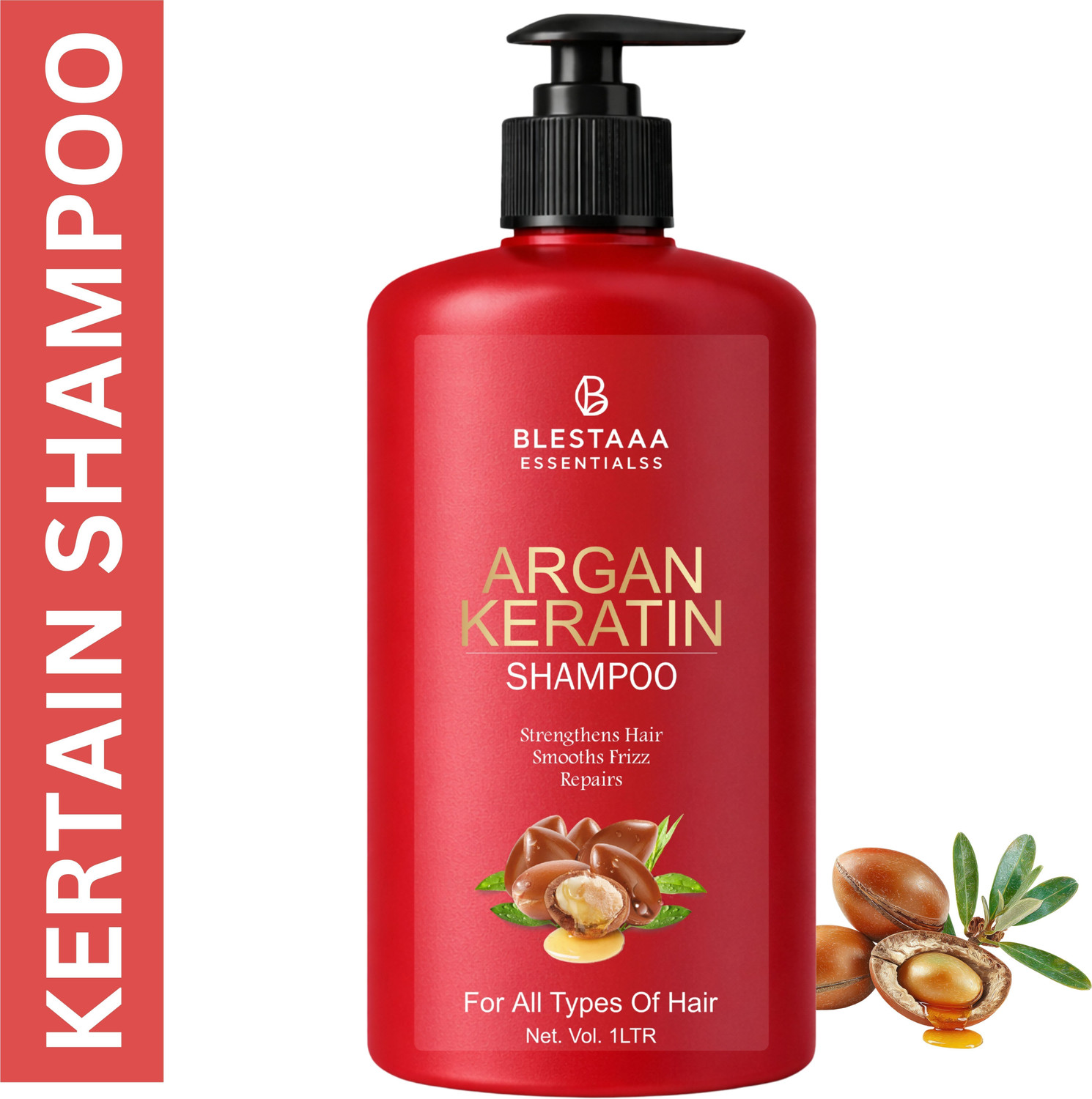 blestaaa essentialss Argan Keratin Shampoo Repair & Hydration for Damaged Dry & Frizzy Hair