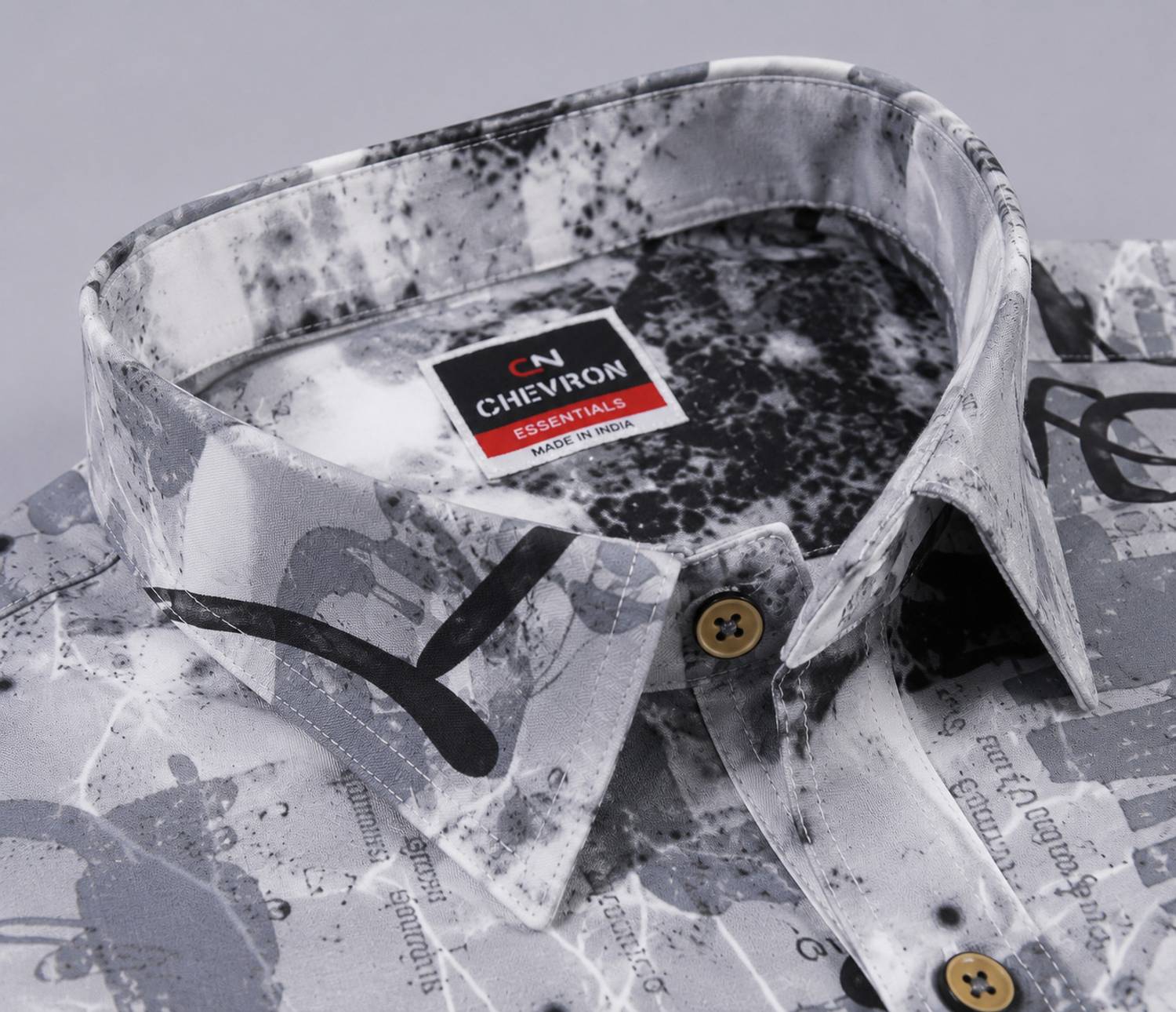 Chevron Men Printed Casual Grey Shirt - Image 5