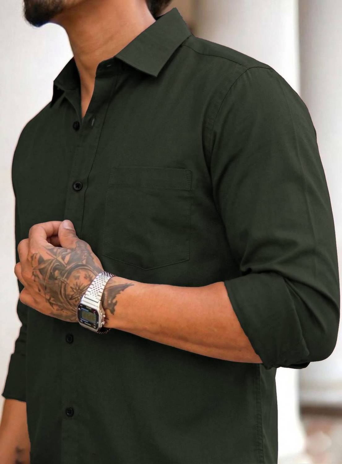 Boninos Men Dark Green Casual Shirt - Image 2