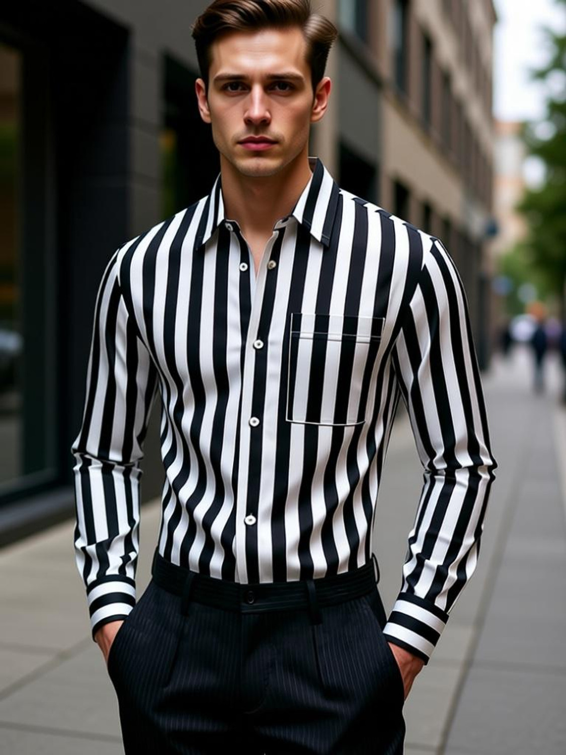 VIHANI Men Striped Casual Black Shirt