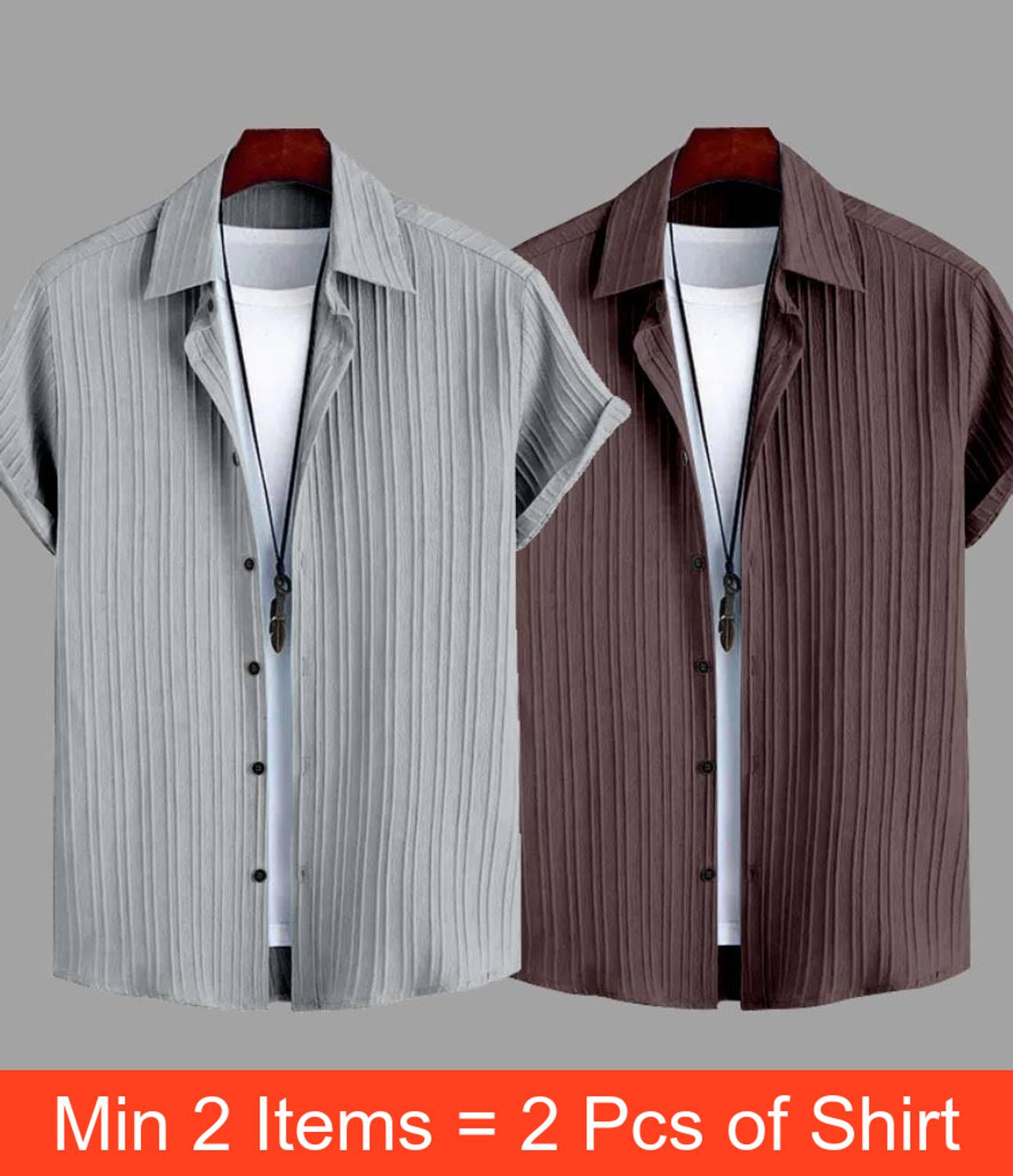 TIGERSNAKE Men Striped Casual Grey, Brown Shirt