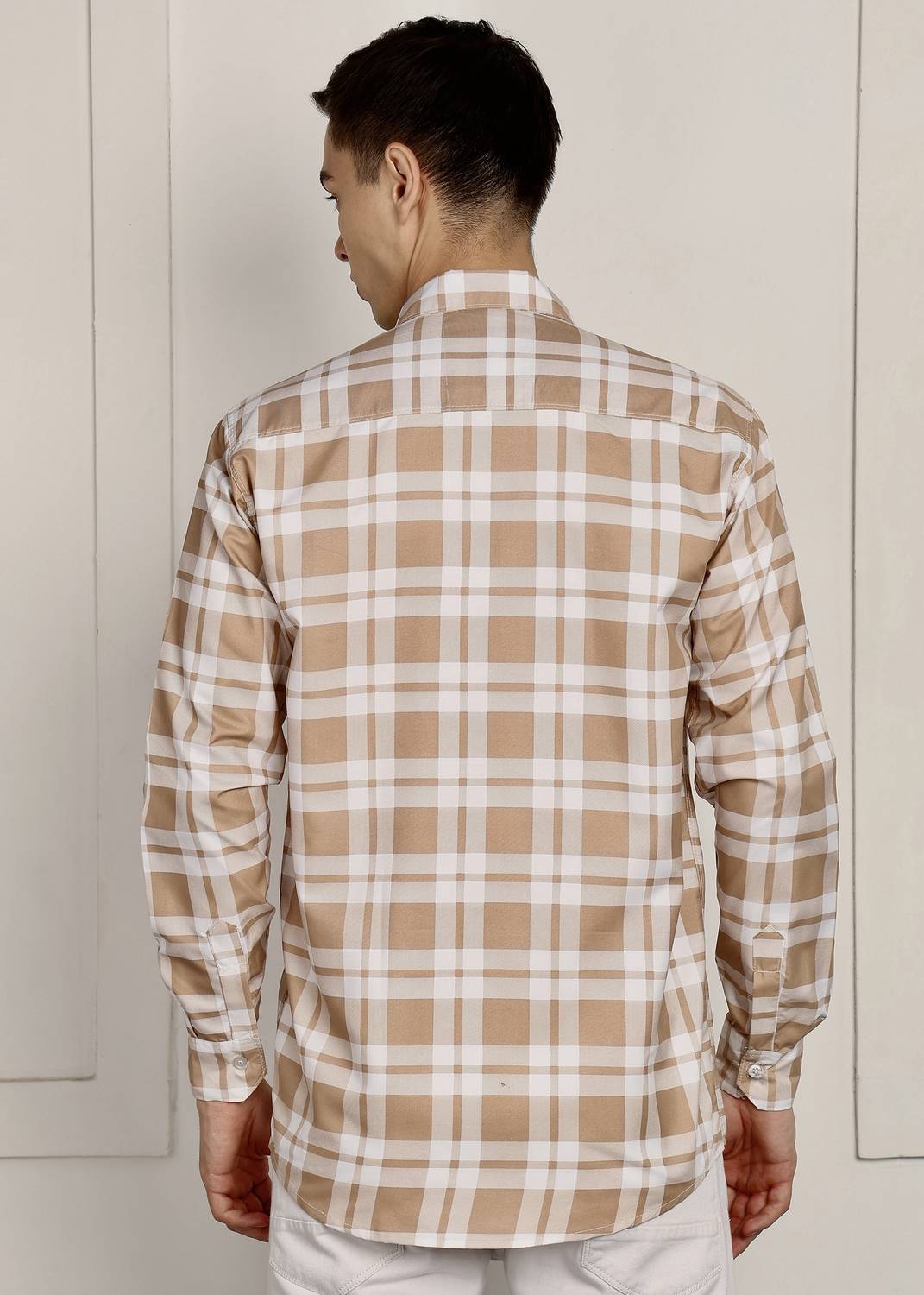 RODEIZ Men Checkered Casual Beige, Brown Shirt - Image 5