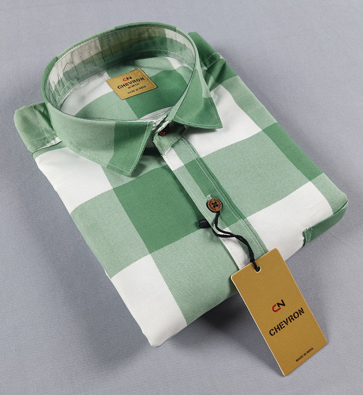 Chevron Men Checkered Casual Dark Green Shirt